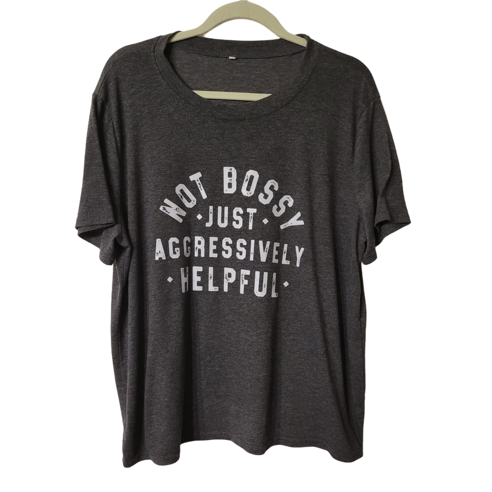 Plus Size Graphic Tee with Bold White Funny Text Size 2XL